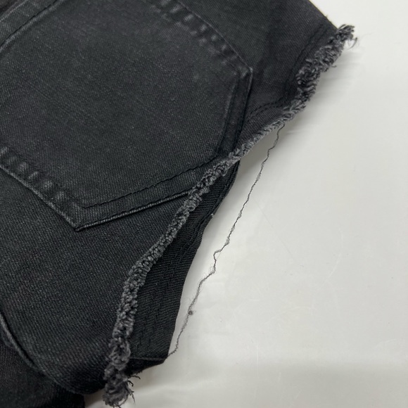 Black Denim Shorts Studded Detail Cutoff Raw Hem Summer Glam Rhinestone Beaded - Picture 12 of 17